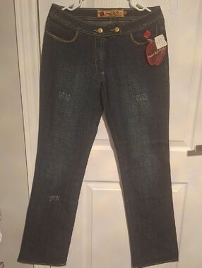Apple Bottoms Dark Blue Denim Jeans with Gold Hardware